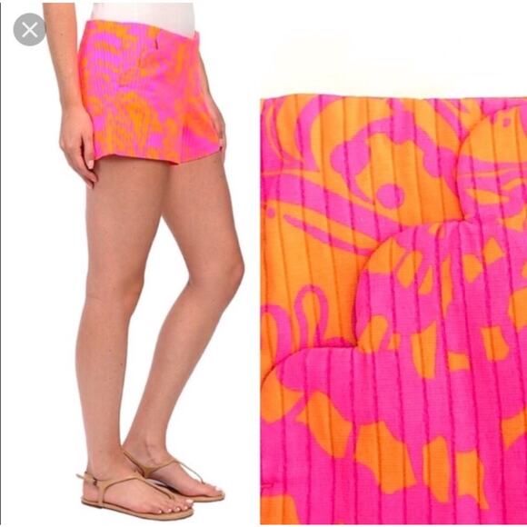 Lilly Pulitzer Liza Shorts in Pop Pink and Orange Seaesta Preppy Women’s Size 10 - Picture 7 of 7